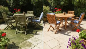 Je terras weer stralend schoon: zo verwijder je groene aanslag van terras en tuinmeubels